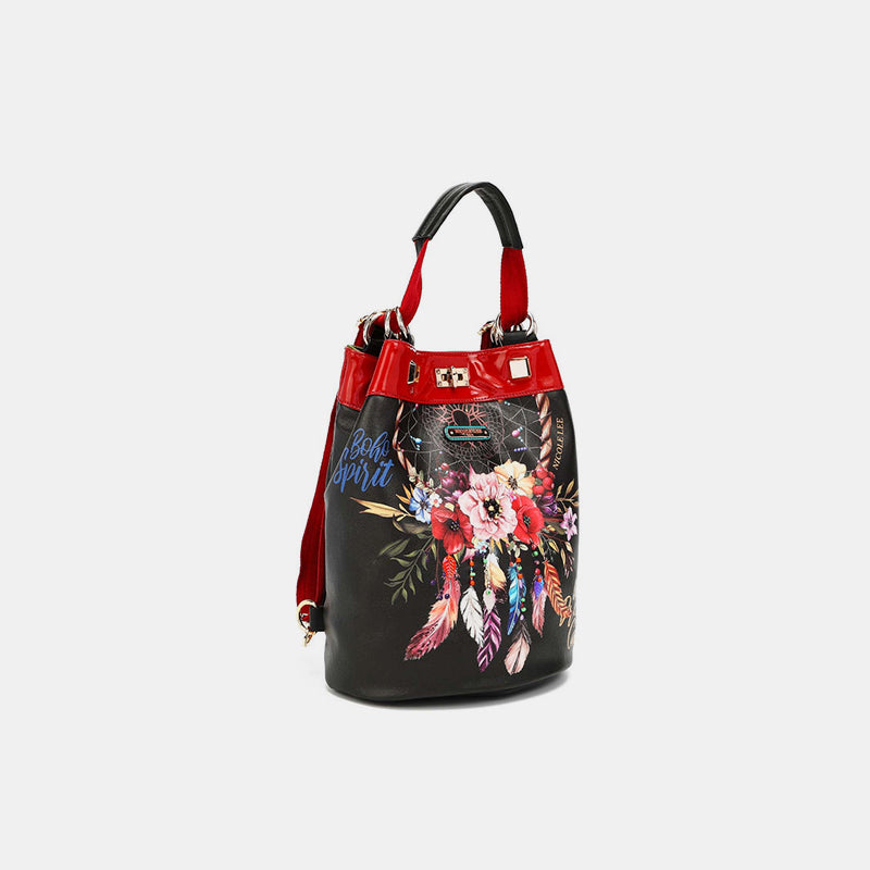 FOX Nicole Lee USA Flower Pattern Adjustable Strap Backpack Bag