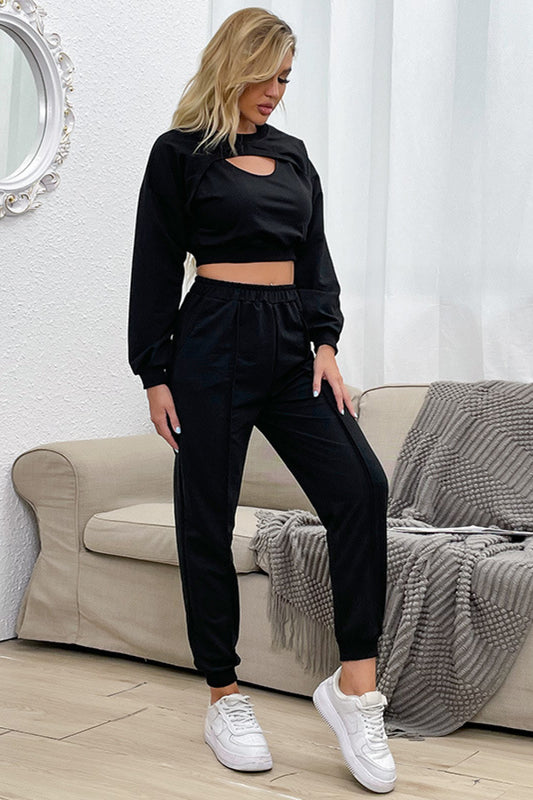 BFX Cut Out Crop Top and Joggers Set