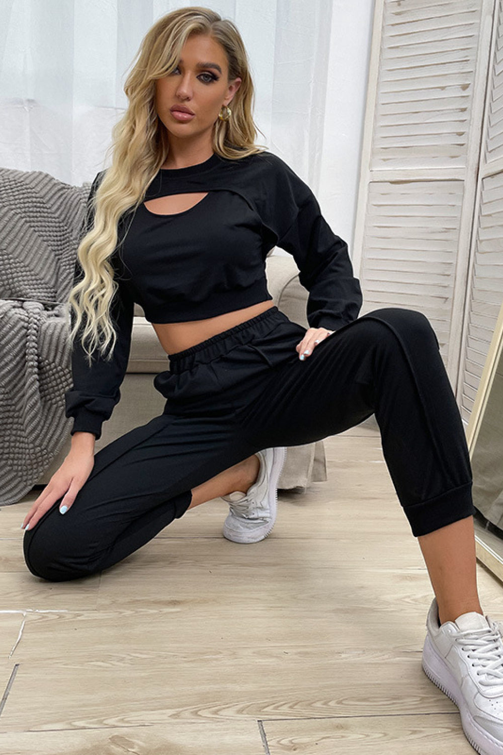 BFX Cut Out Crop Top and Joggers Set